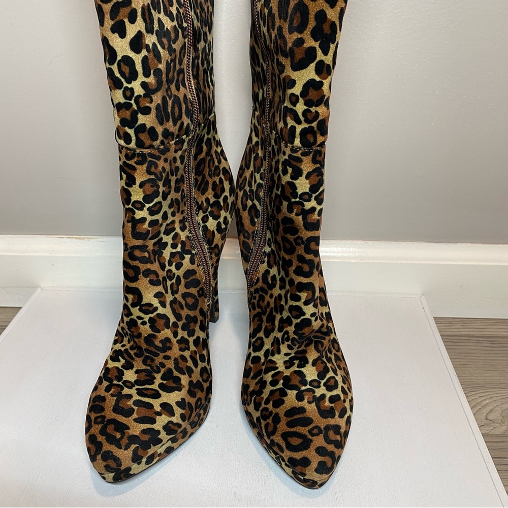 New Worthington Leopard Print High Heeled Boots Women’s Size 9 Tall Zip Up NWOB - Picture 6 of 10